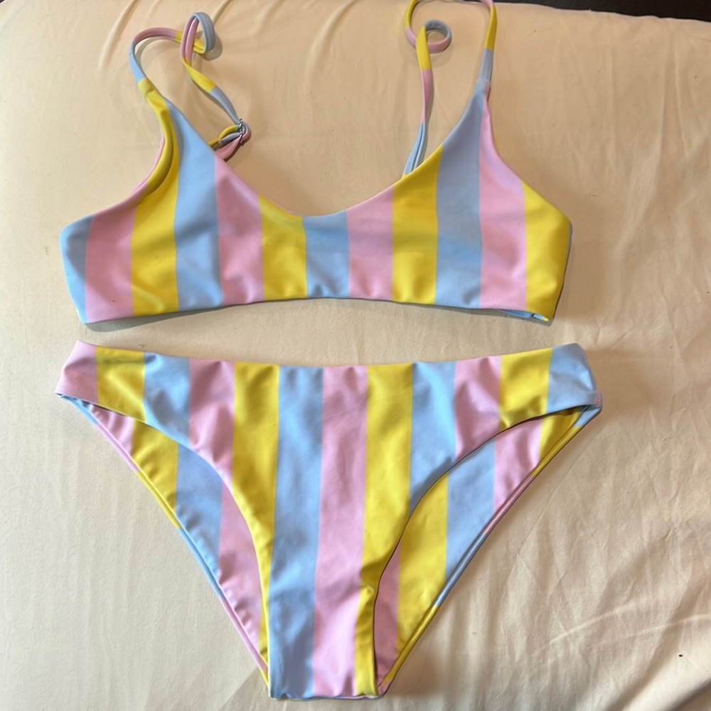 Two-piece striped bikini